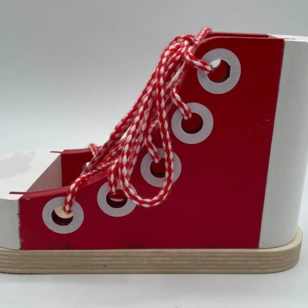 Melissa & Doug Wooden Sneaker Lace-Up Kids Learning Toy Preschool Motor Skills